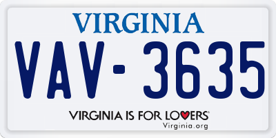 VA license plate VAV3635