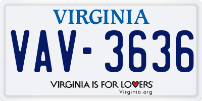 VA license plate VAV3636