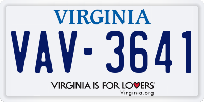VA license plate VAV3641