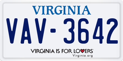VA license plate VAV3642