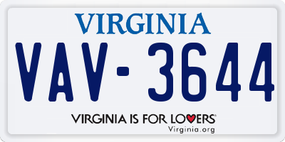 VA license plate VAV3644