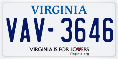 VA license plate VAV3646