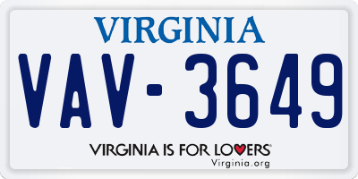 VA license plate VAV3649