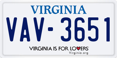 VA license plate VAV3651