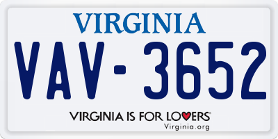 VA license plate VAV3652