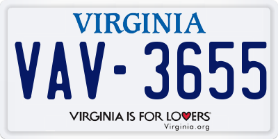VA license plate VAV3655