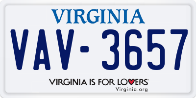 VA license plate VAV3657