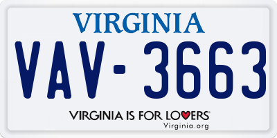 VA license plate VAV3663