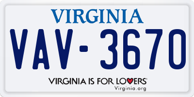 VA license plate VAV3670