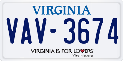 VA license plate VAV3674
