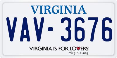 VA license plate VAV3676