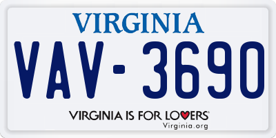 VA license plate VAV3690