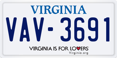 VA license plate VAV3691