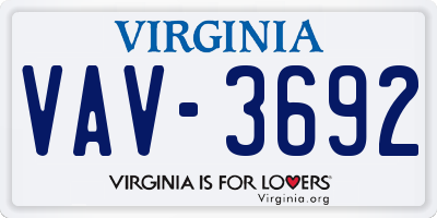 VA license plate VAV3692