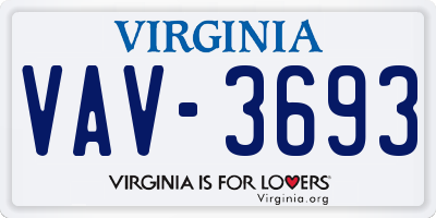 VA license plate VAV3693