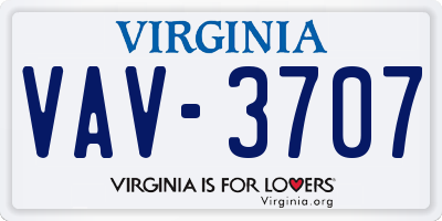 VA license plate VAV3707