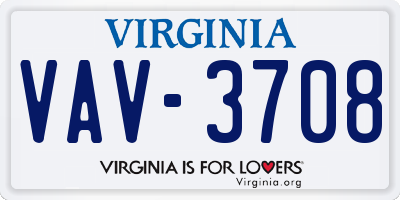 VA license plate VAV3708