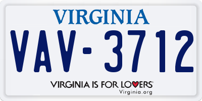 VA license plate VAV3712
