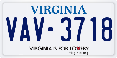 VA license plate VAV3718