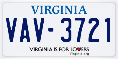 VA license plate VAV3721