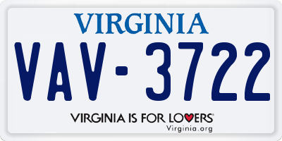 VA license plate VAV3722