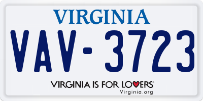 VA license plate VAV3723