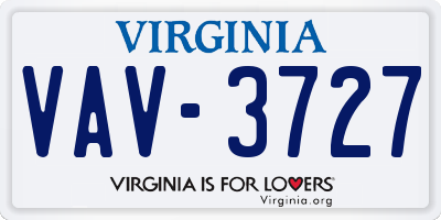 VA license plate VAV3727