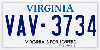 VA license plate VAV3734
