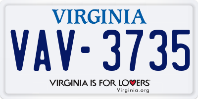 VA license plate VAV3735