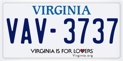 VA license plate VAV3737