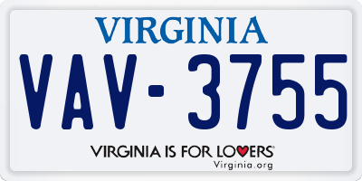 VA license plate VAV3755