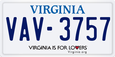 VA license plate VAV3757
