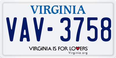 VA license plate VAV3758