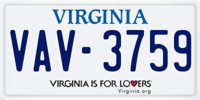 VA license plate VAV3759