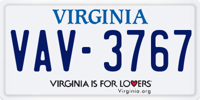 VA license plate VAV3767
