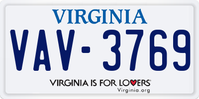 VA license plate VAV3769