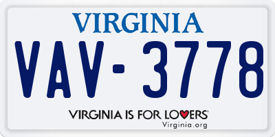 VA license plate VAV3778
