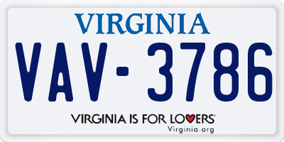 VA license plate VAV3786
