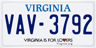 VA license plate VAV3792