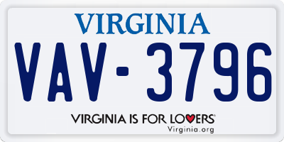 VA license plate VAV3796