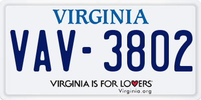 VA license plate VAV3802