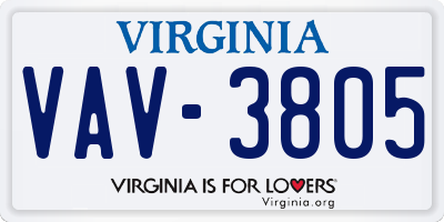 VA license plate VAV3805