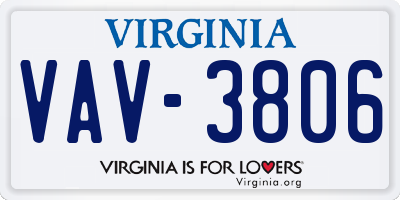 VA license plate VAV3806