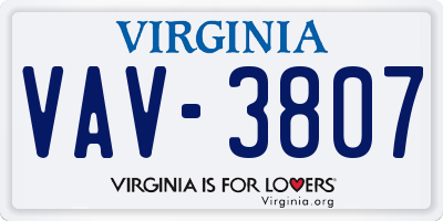 VA license plate VAV3807