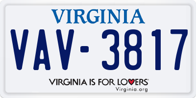 VA license plate VAV3817