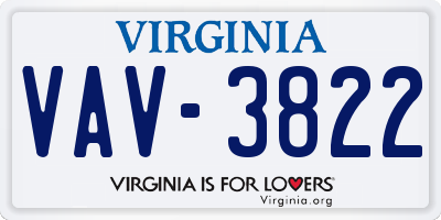 VA license plate VAV3822
