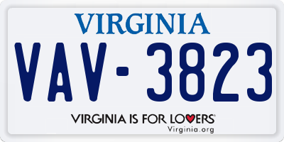 VA license plate VAV3823
