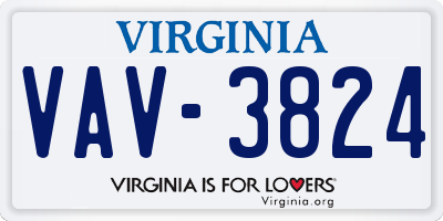 VA license plate VAV3824
