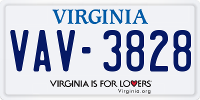 VA license plate VAV3828