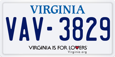 VA license plate VAV3829